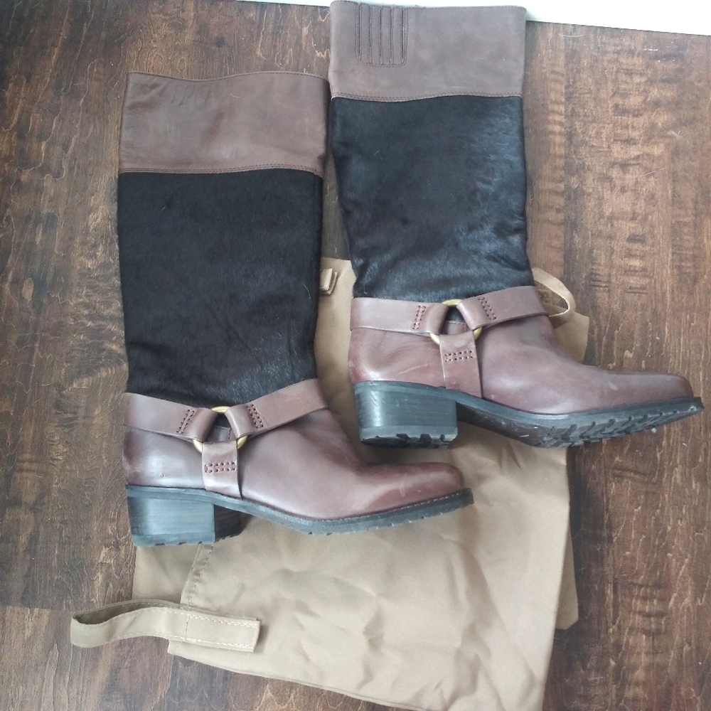 Lucky Brand womens tall brown faux fur boots 8.5